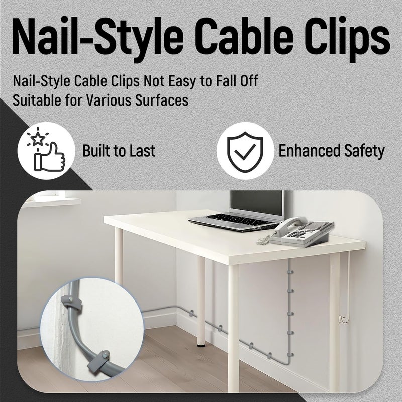 Uvital Phone Extension Cord 33 FT, Telephone Extension Cable Wire Cord with RJ11 Plug and 1 in-line Coupler and 25pcs Cable Clip Holders, Grey - Image 4